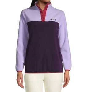 LANDS end womens heritage fleece snap neck pullover purple sweater small Petit